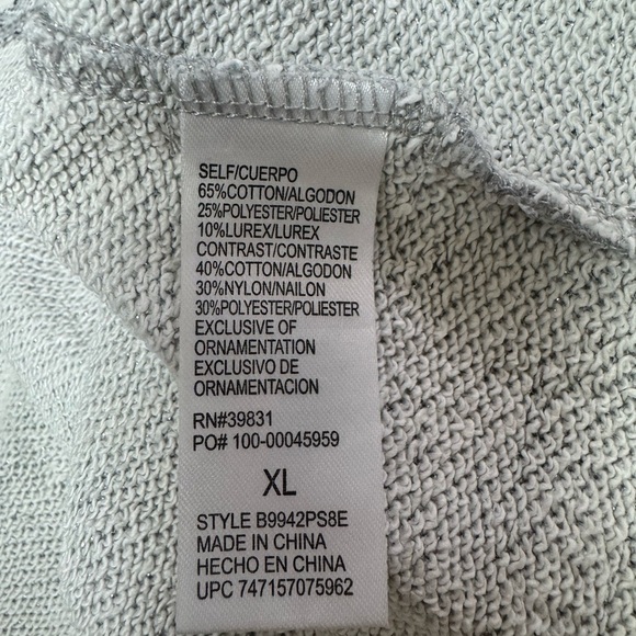 Democracy Heather Gray Lace Detail Sweater Top XL - Picture 7 of 8